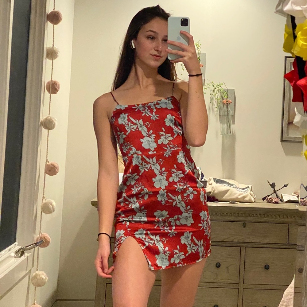 Stunning red satin dress!